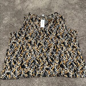 Liz Claiborne Black and Gold Patterned Tank Top